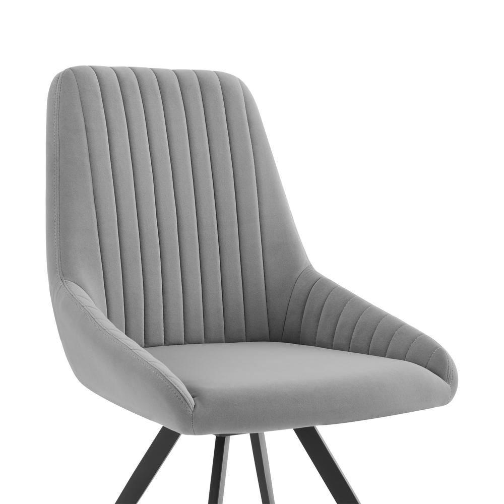 Alison Swivel Gray Velvet and Metal Dining Room Chairs - Set of 2. Picture 4