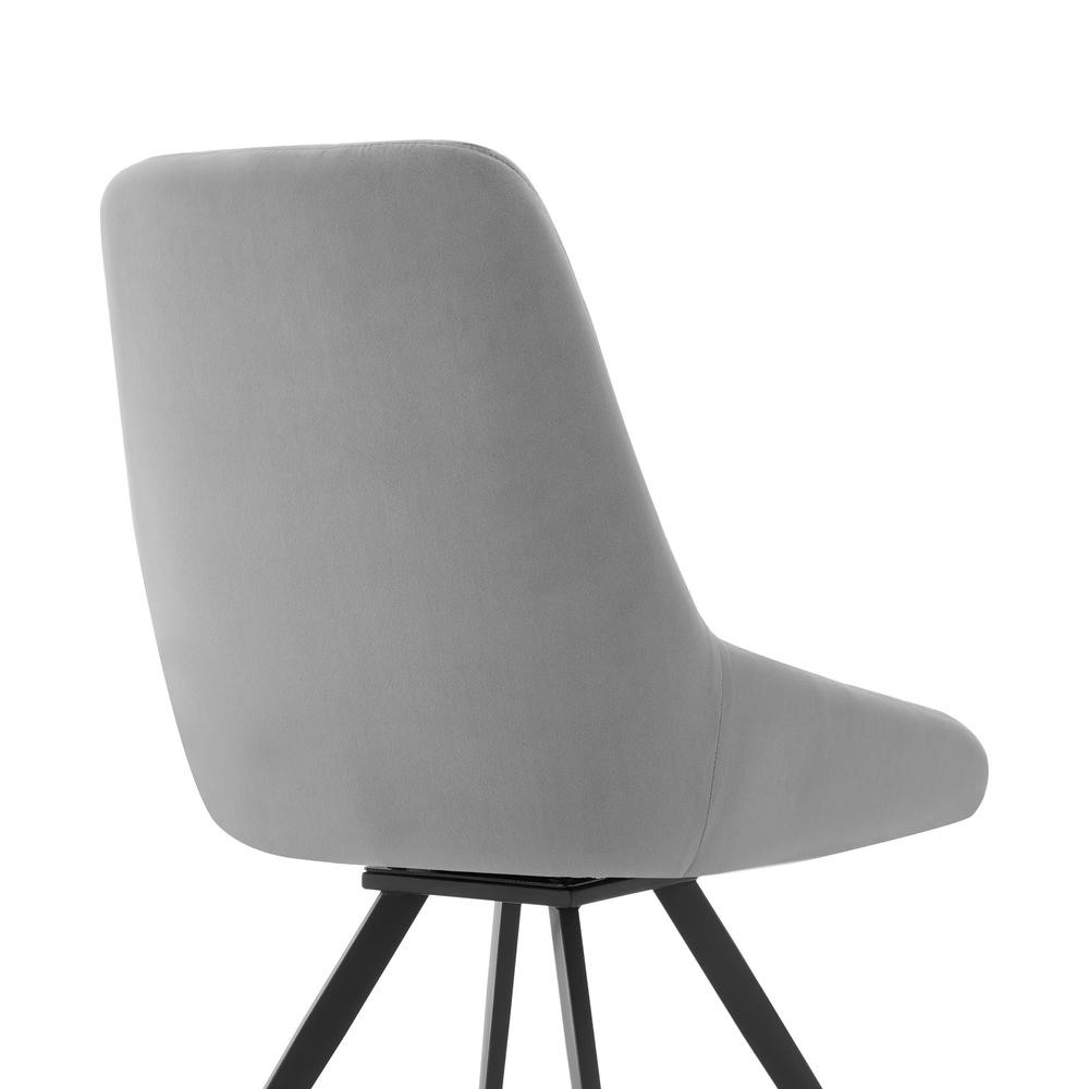Alison Swivel Gray Velvet and Metal Dining Room Chairs - Set of 2. Picture 5