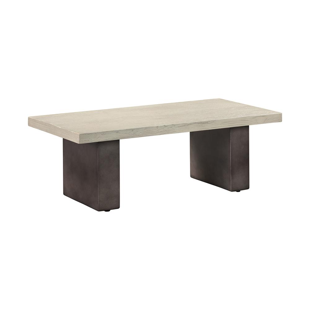 Abbey Concrete and Grey Oak Wood Dining Table. Picture 1