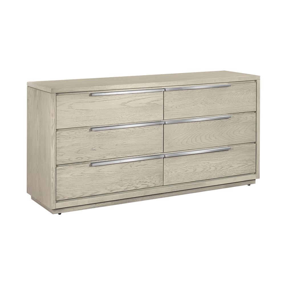 Abbey 6 Drawer Dresser in Grey Oak Wood. Picture 1