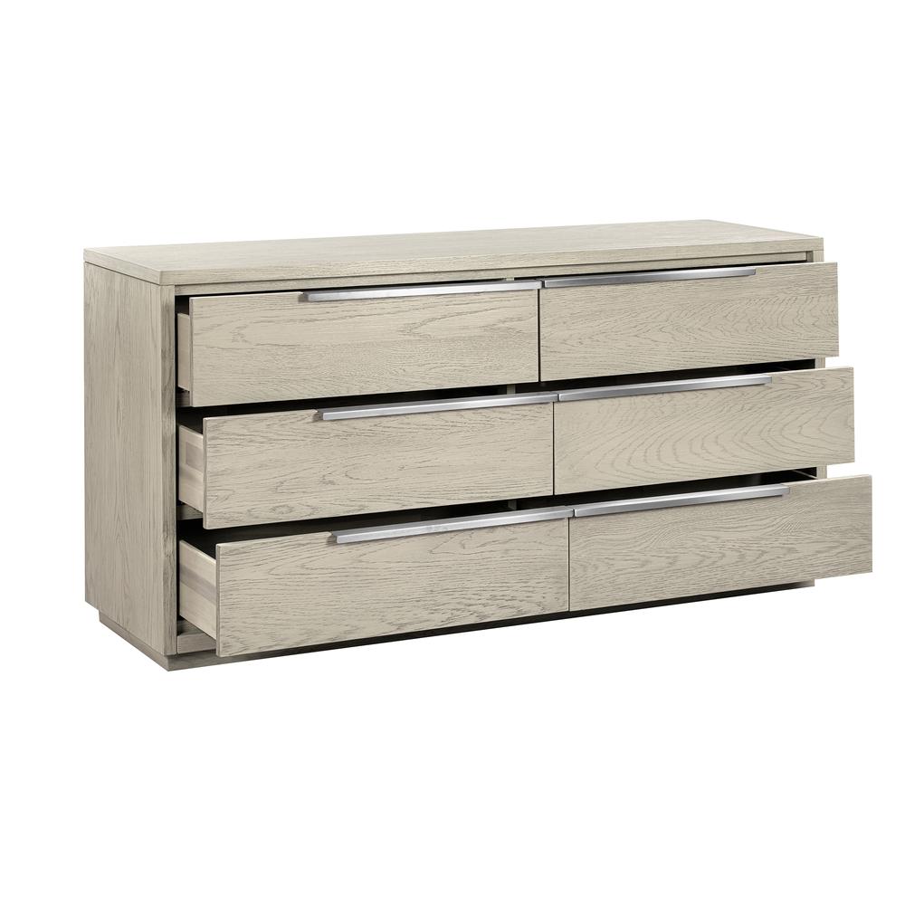 Abbey 6 Drawer Dresser in Grey Oak Wood. Picture 2