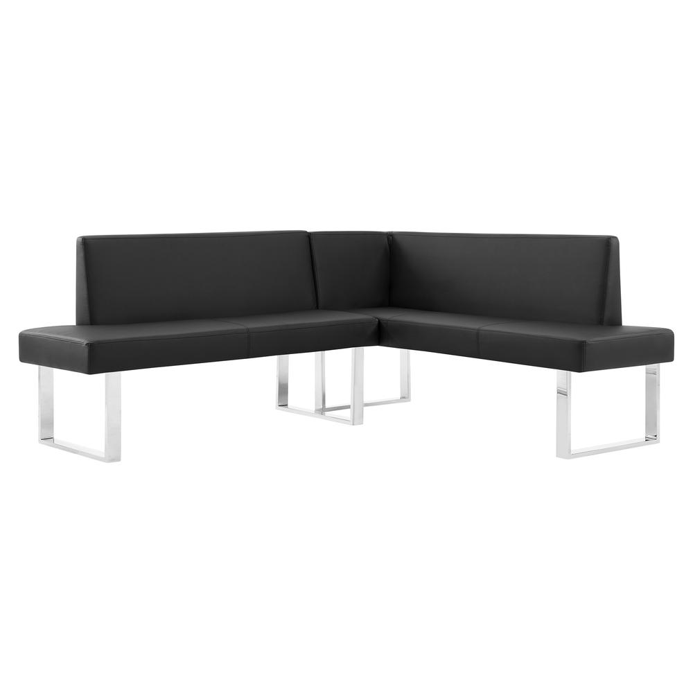 Armen Living Amanda Black Corner Sofa. Picture 1
