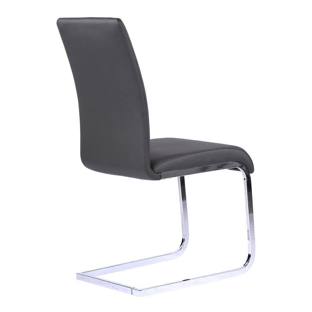 Armen Living Amanda Contemporary Side Chair in Gray Faux Leather and Chrome Finish - Set of 2. Picture 3