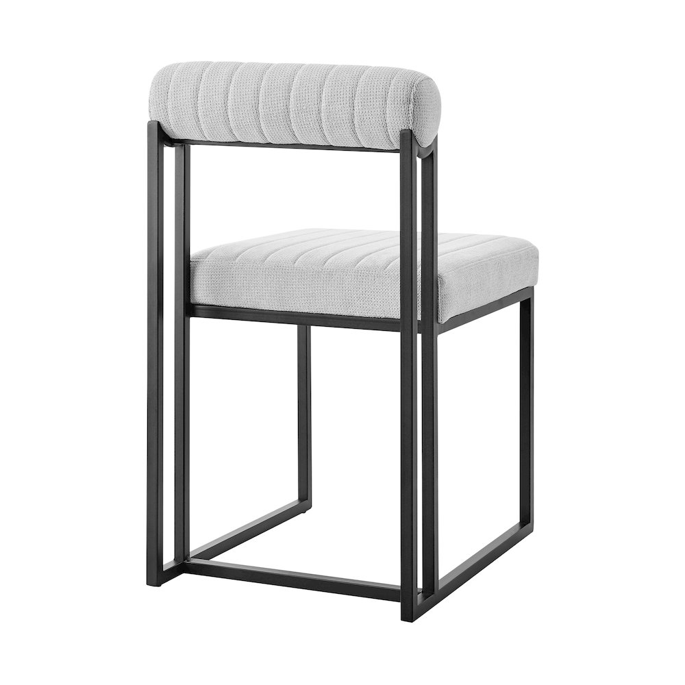 Anastasia Dining Chair with Matte Black Iron and Light Gray Fabric - Set of 2. Picture 4