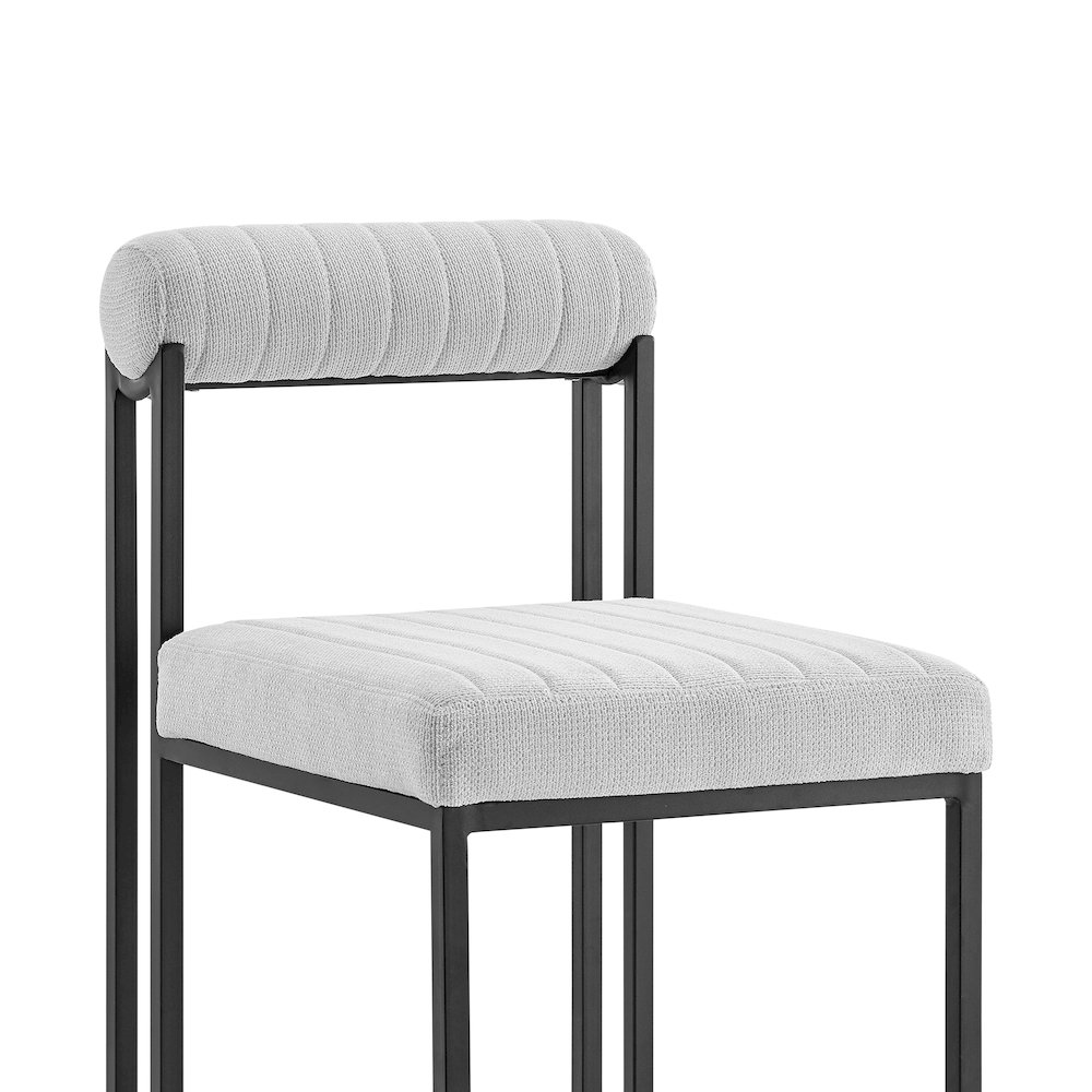 Anastasia Dining Chair with Matte Black Iron and Light Gray Fabric - Set of 2. Picture 5