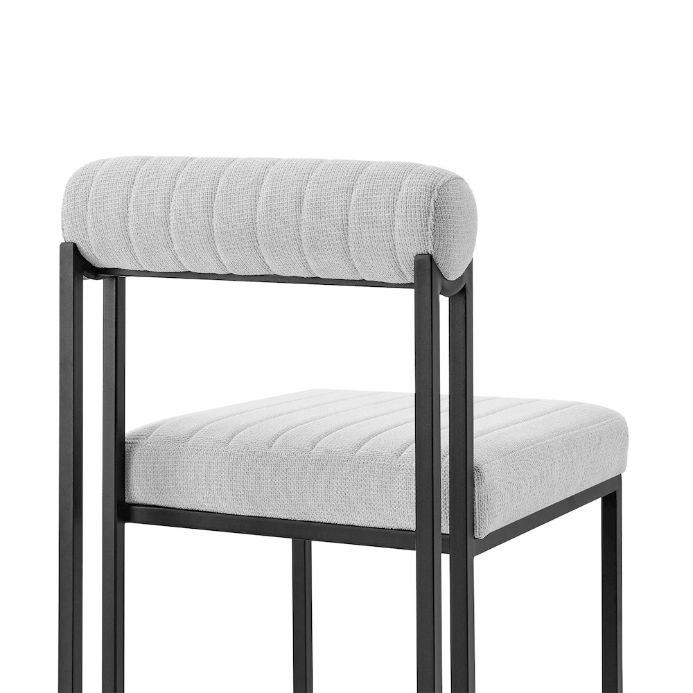 Anastasia Dining Chair with Matte Black Iron and Light Gray Fabric - Set of 2. Picture 6
