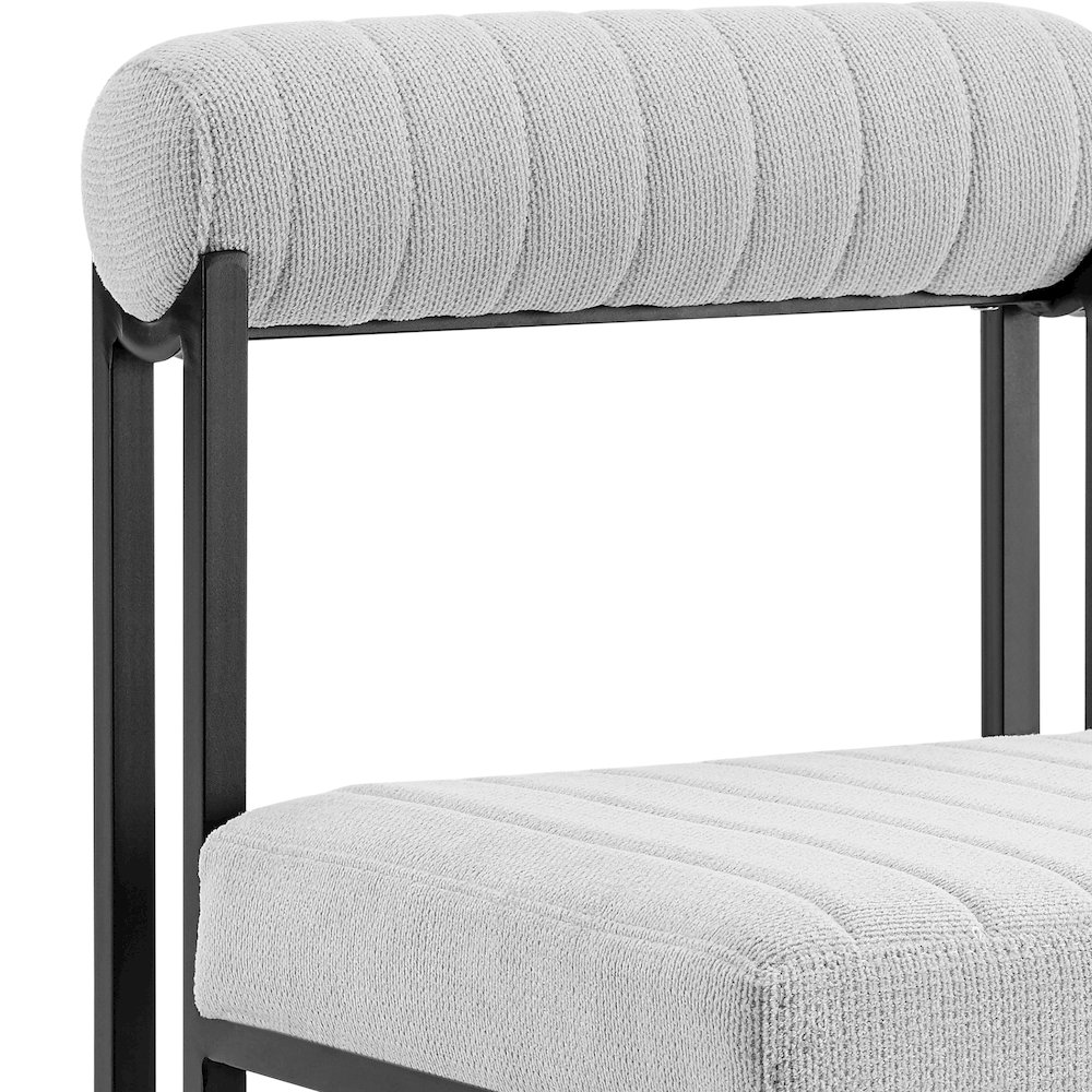 Anastasia Dining Chair with Matte Black Iron and Light Gray Fabric - Set of 2. Picture 7