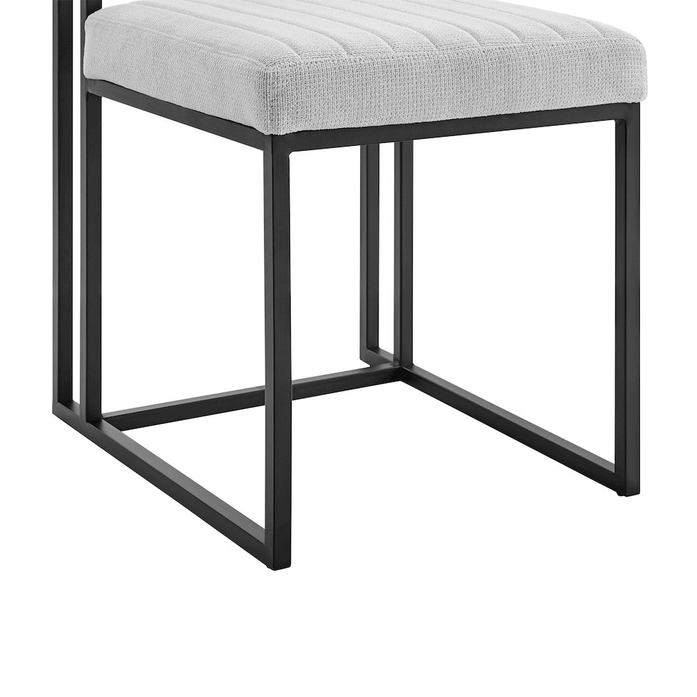 Anastasia Dining Chair with Matte Black Iron and Light Gray Fabric - Set of 2. Picture 9