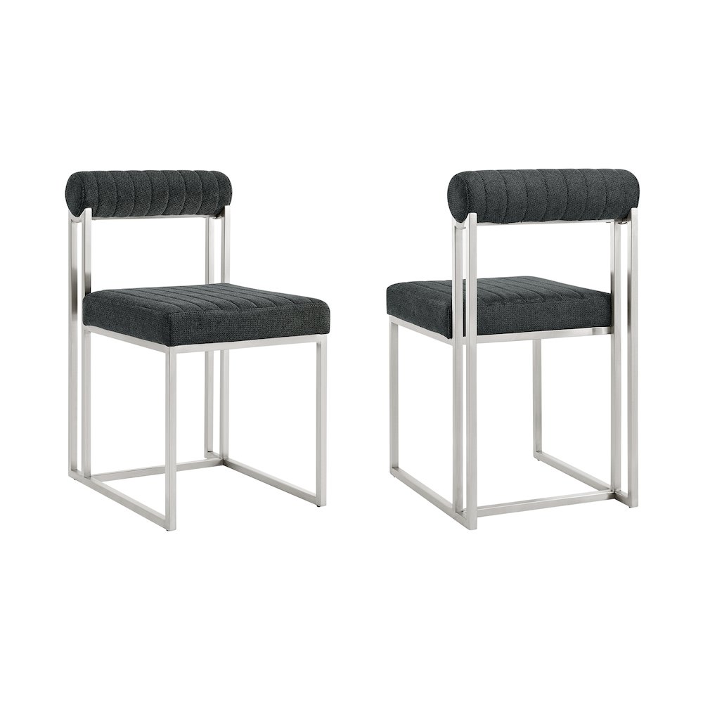 Anastasia Dining Chair with Brushed Stainless Steel. Picture 1