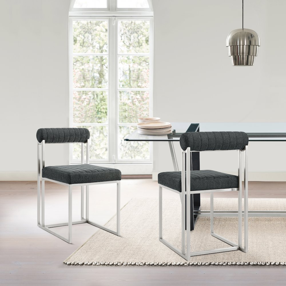 Anastasia Dining Chair with Brushed Stainless Steel. Picture 11