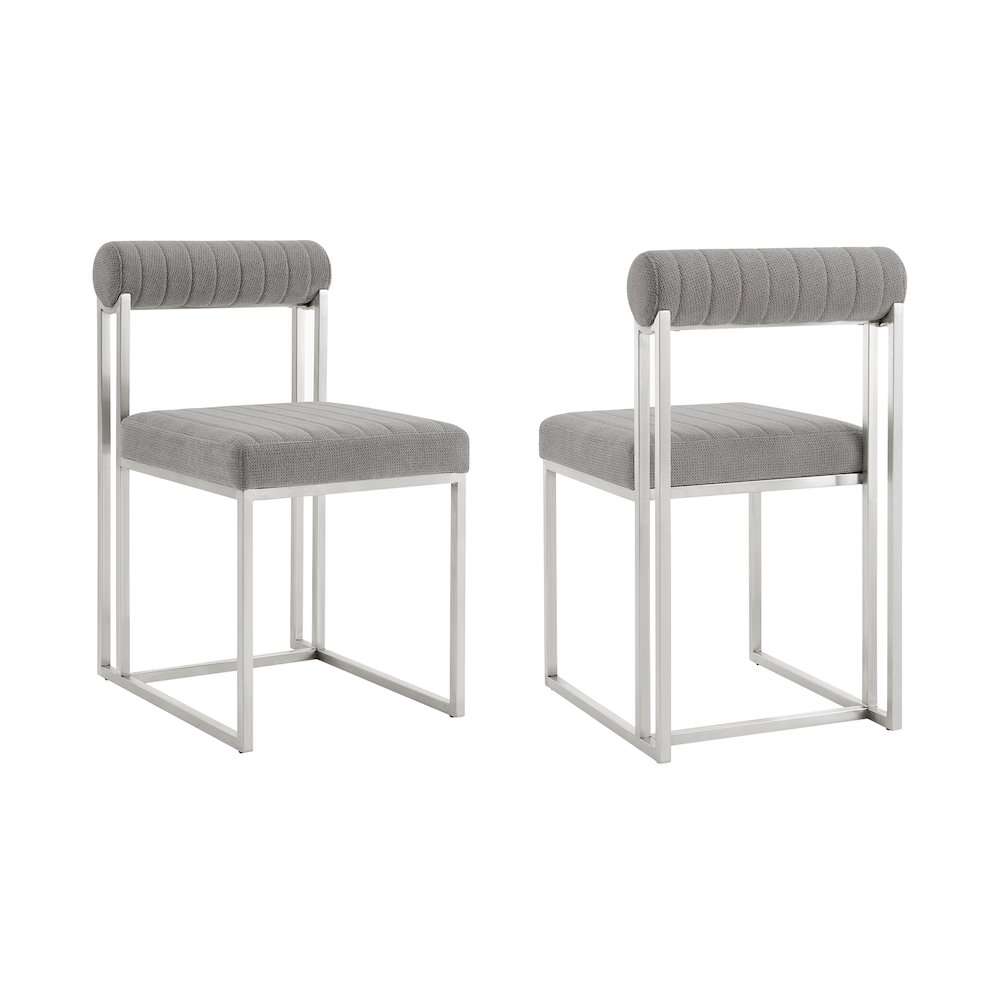 Anastasia Dining Chair with Brushed Stainless Steel. Picture 1