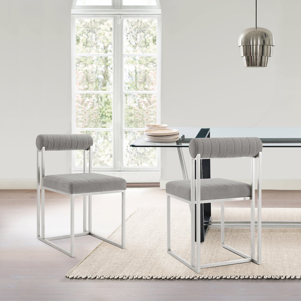 Anastasia Dining Chair with Brushed Stainless Steel. Picture 11