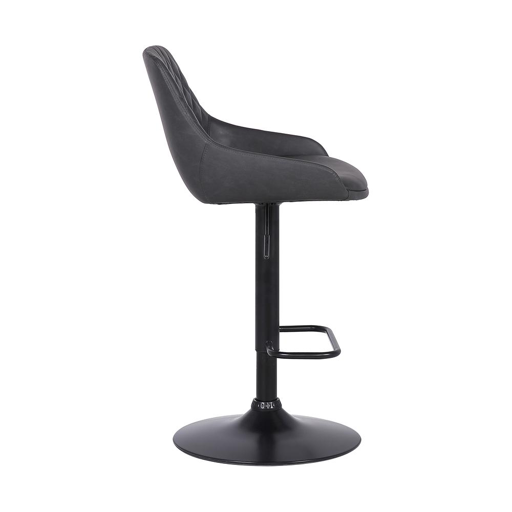 Anibal Contemporary Adjustable Barstool in Black Powder Coated Finish and Grey Faux Leather. Picture 3