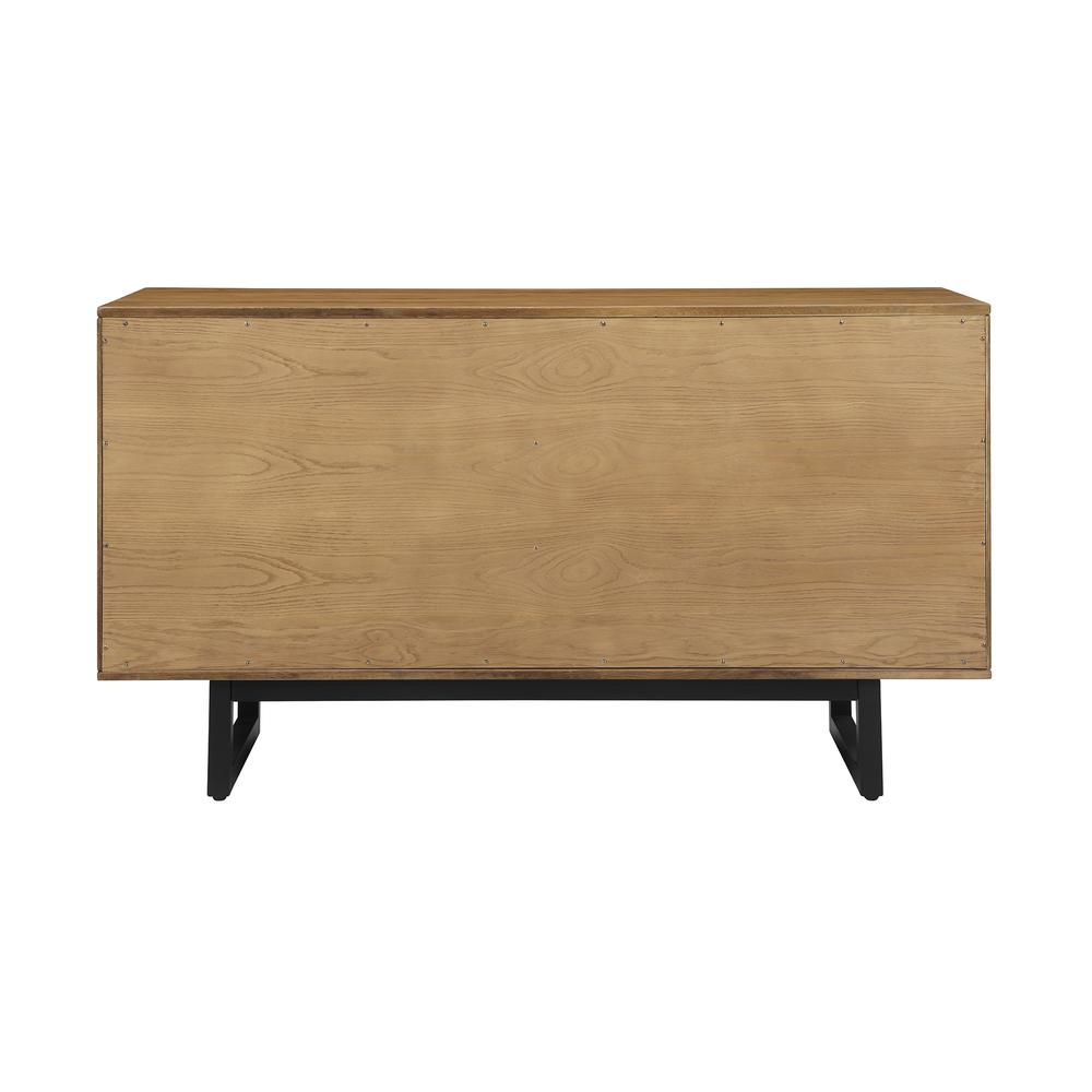 Aldo 4 Drawer Dresser in Brown Oak Wood with Black Metal Legs. Picture 3