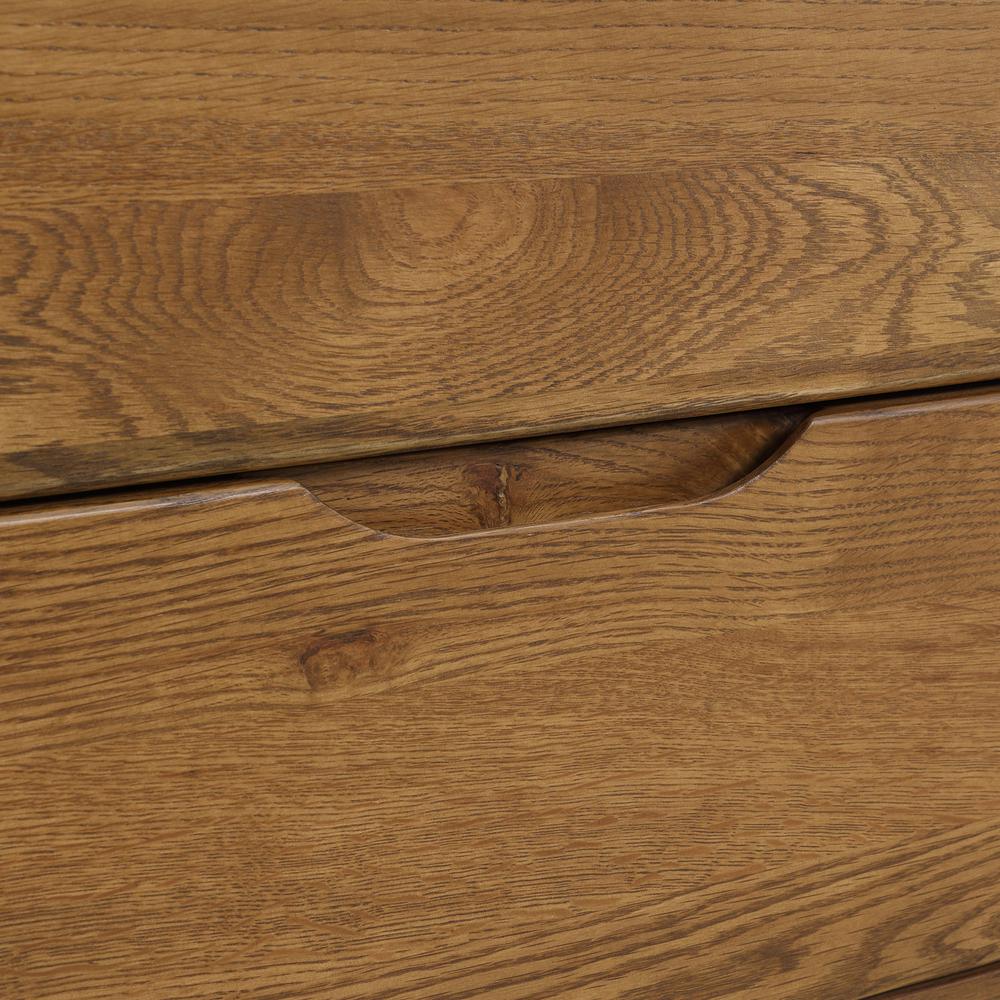 Aldo 4 Drawer Dresser in Brown Oak Wood with Black Metal Legs. Picture 6