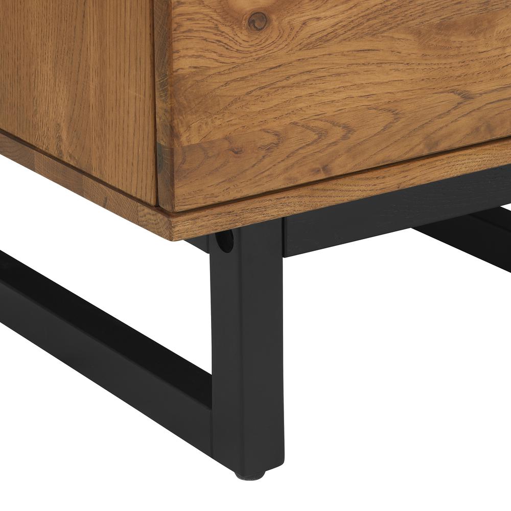 Aldo 1 Drawer Nightstand in Brown Oak Wood with Black Metal Legs. Picture 5