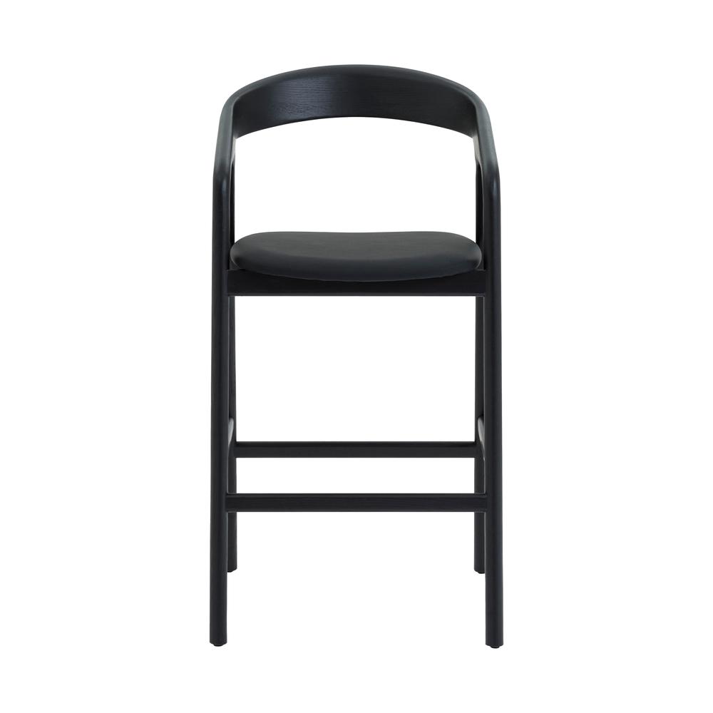 Apache Black Oak Wood and Faux Leather Counter Stool. Picture 2