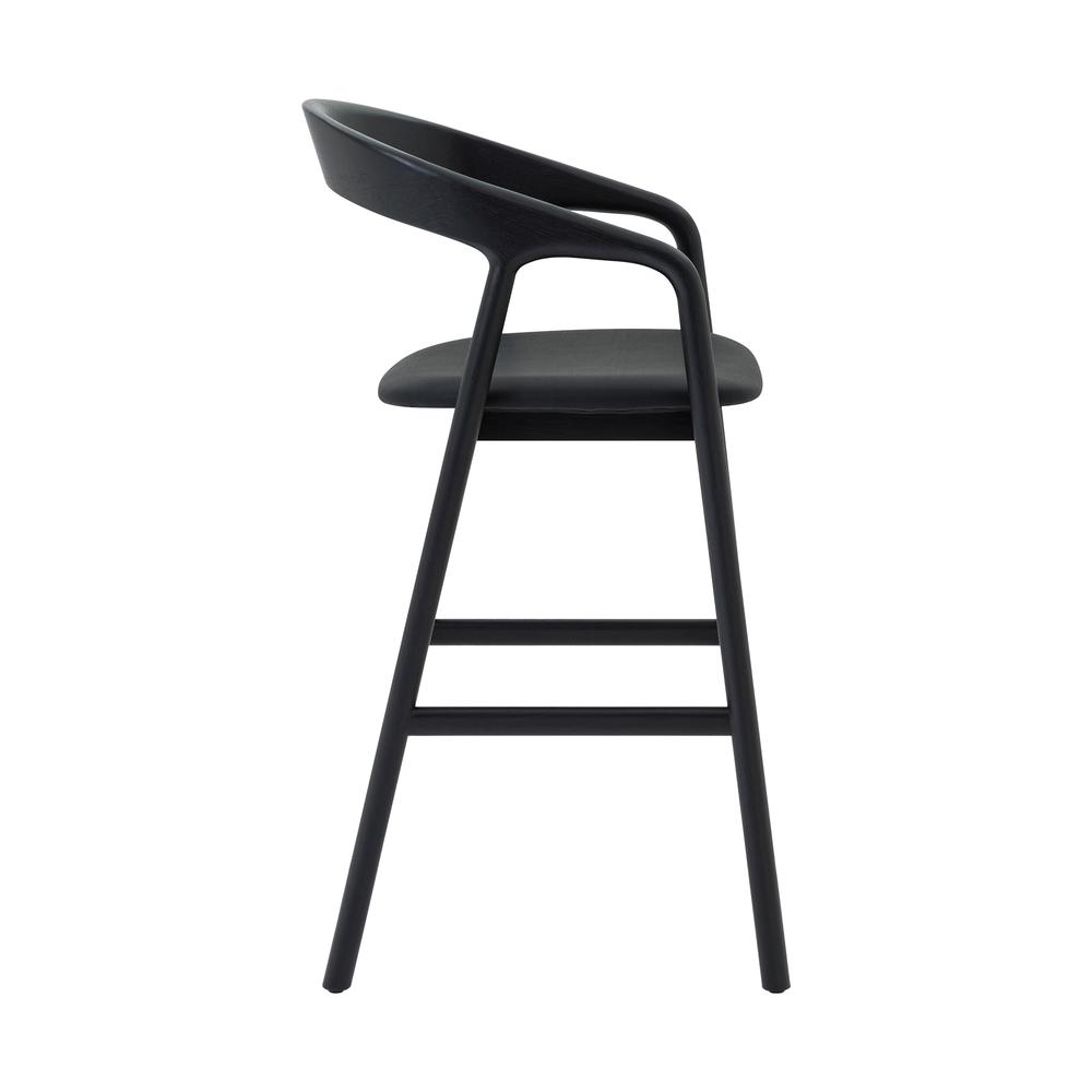 Apache Black Oak Wood and Faux Leather Counter Stool. Picture 3