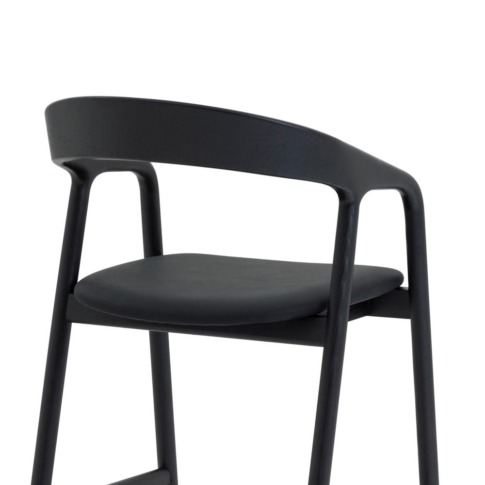 Apache Black Oak Wood and Faux Leather Counter Stool. Picture 6