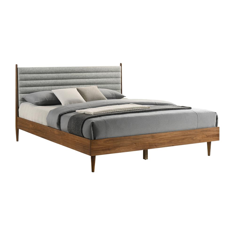 Artemio King Platform Wood Bed Frame in Walnut Finish. Picture 1