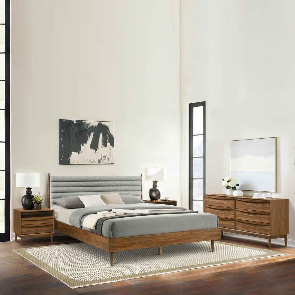 Artemio King Platform Wood Bed Frame in Walnut Finish. Picture 12