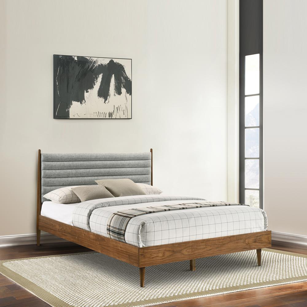 Artemio Queen Platform Wood Bed Frame in Walnut Finish. Picture 11