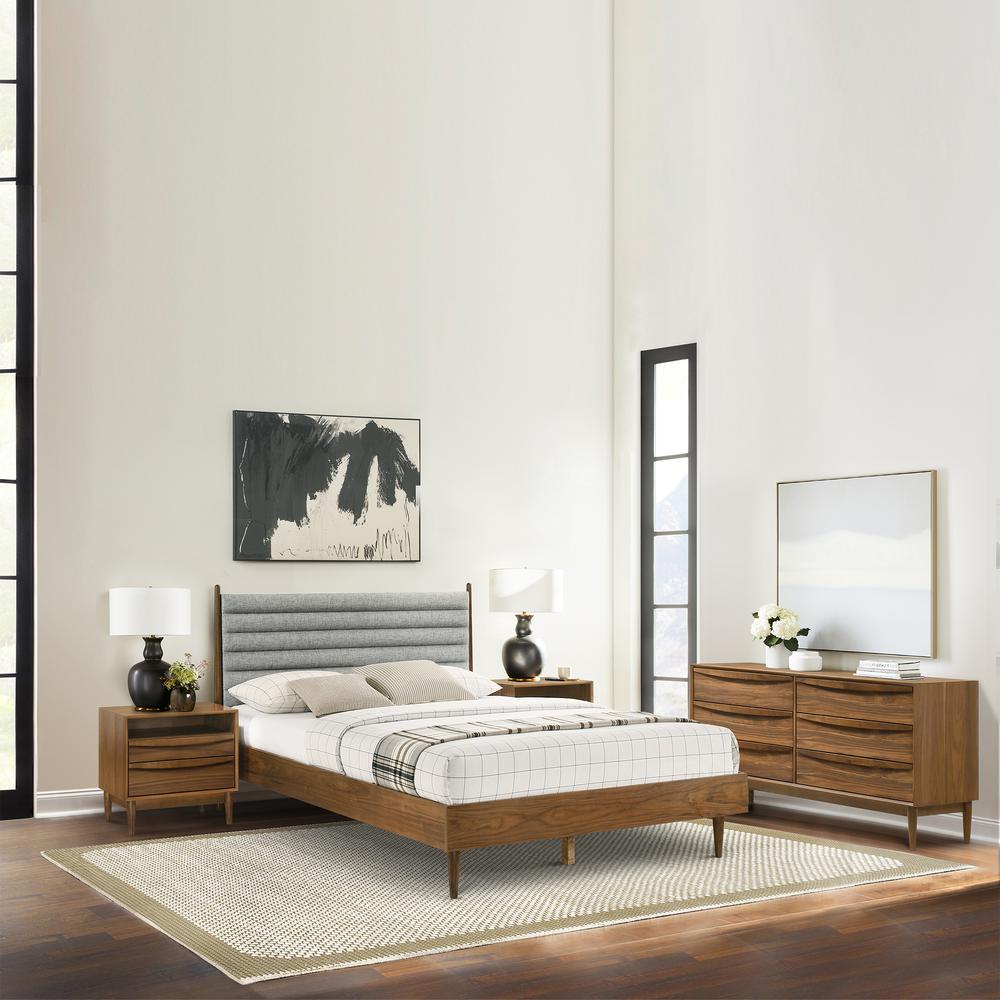 Artemio Queen Platform Wood Bed Frame in Walnut Finish. Picture 12