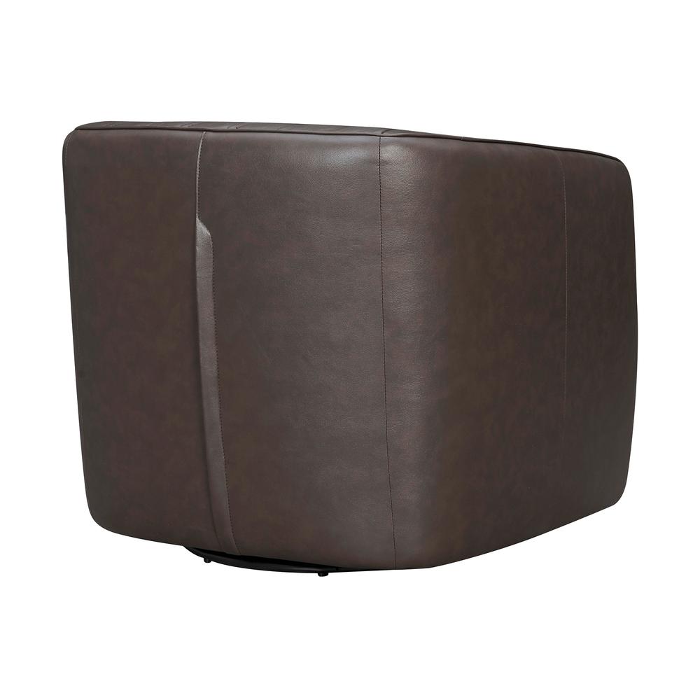 Aries Leather Swivel Barrel Chair, Espresso. Picture 3