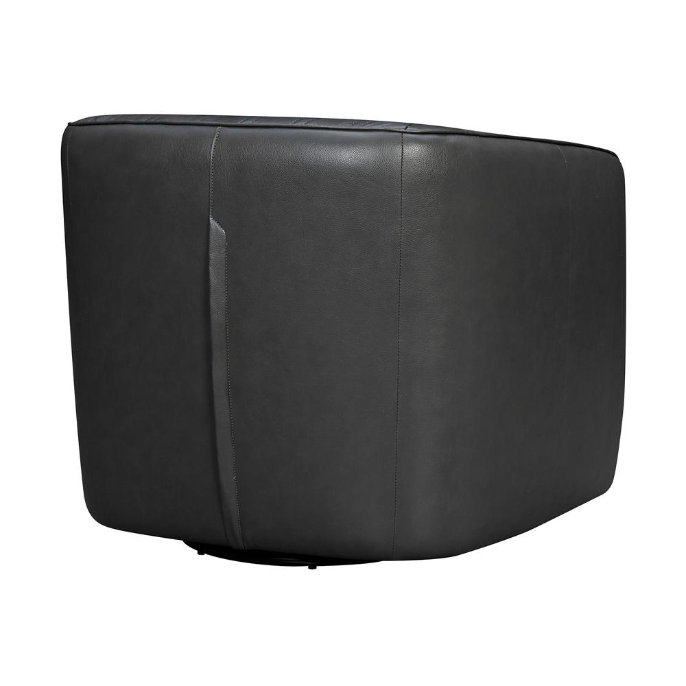 Aries Leather Swivel Barrel Chair, Pewter. Picture 3