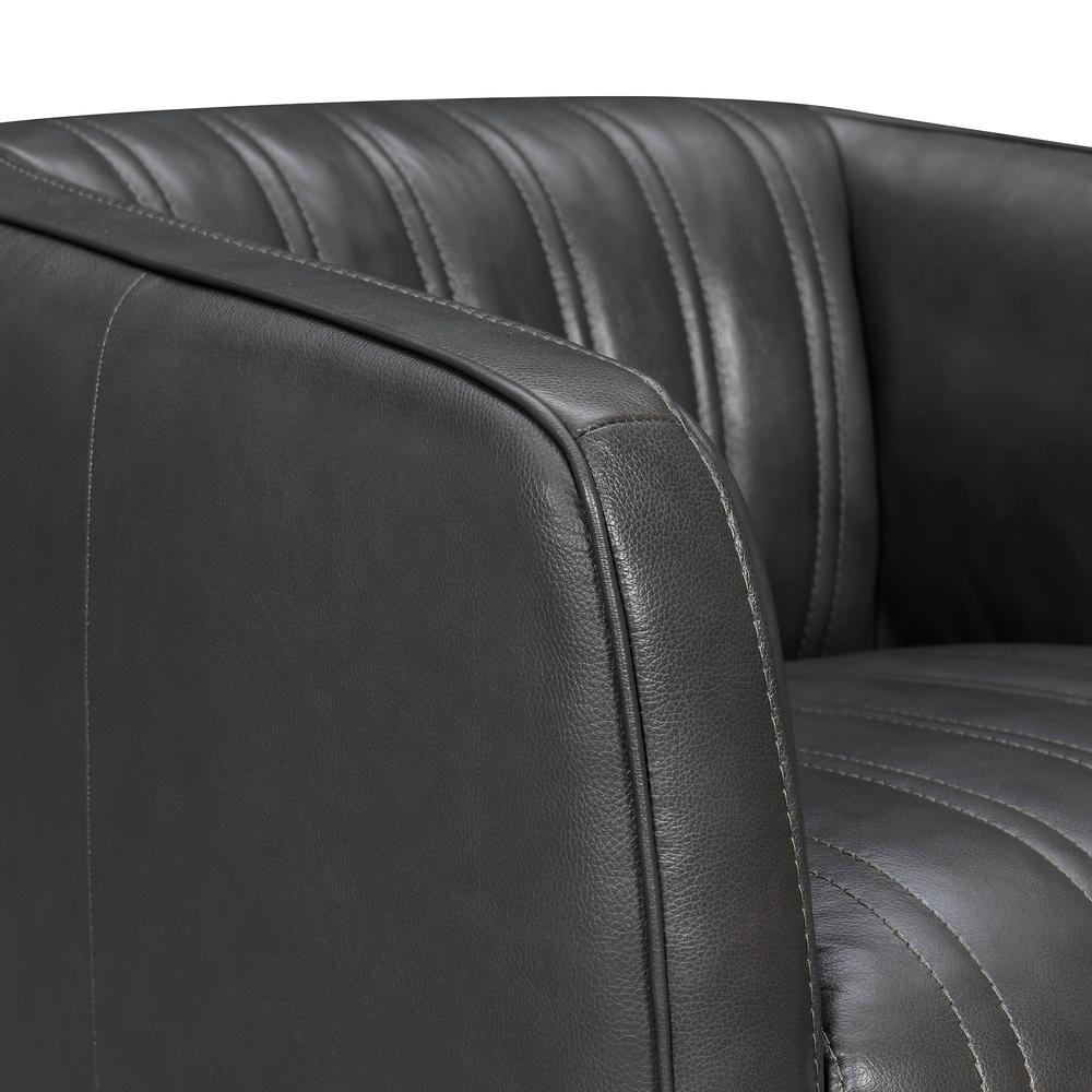 Aries Leather Swivel Barrel Chair, Pewter. Picture 4