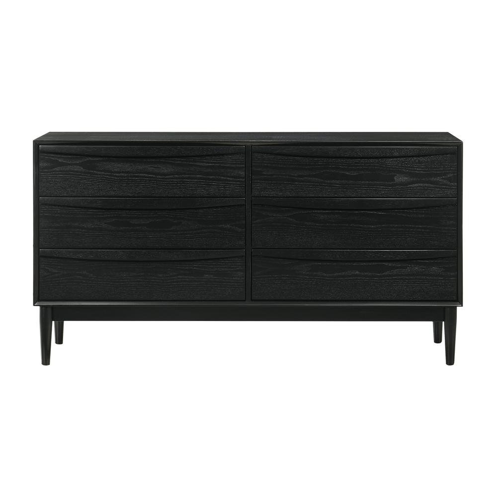 Artemio 6 Drawer Wood Dresser in Black Finish. Picture 1