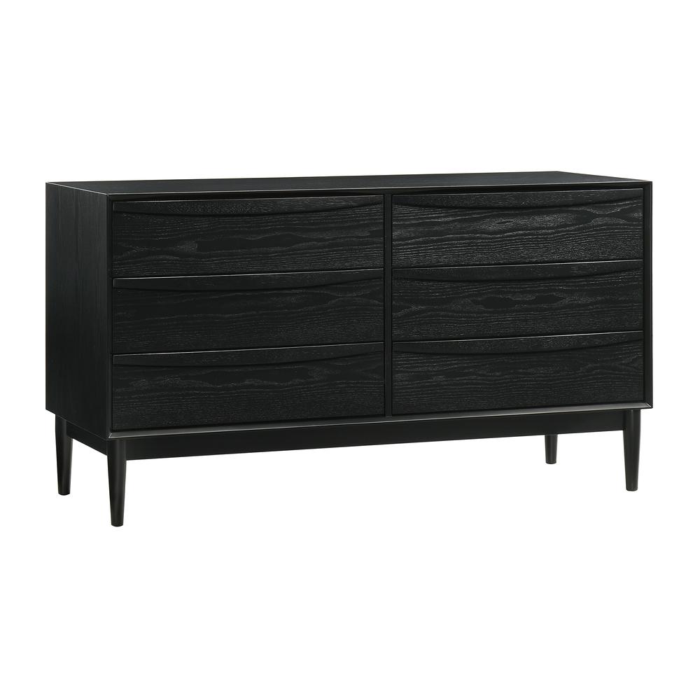 Artemio 6 Drawer Wood Dresser in Black Finish. Picture 2