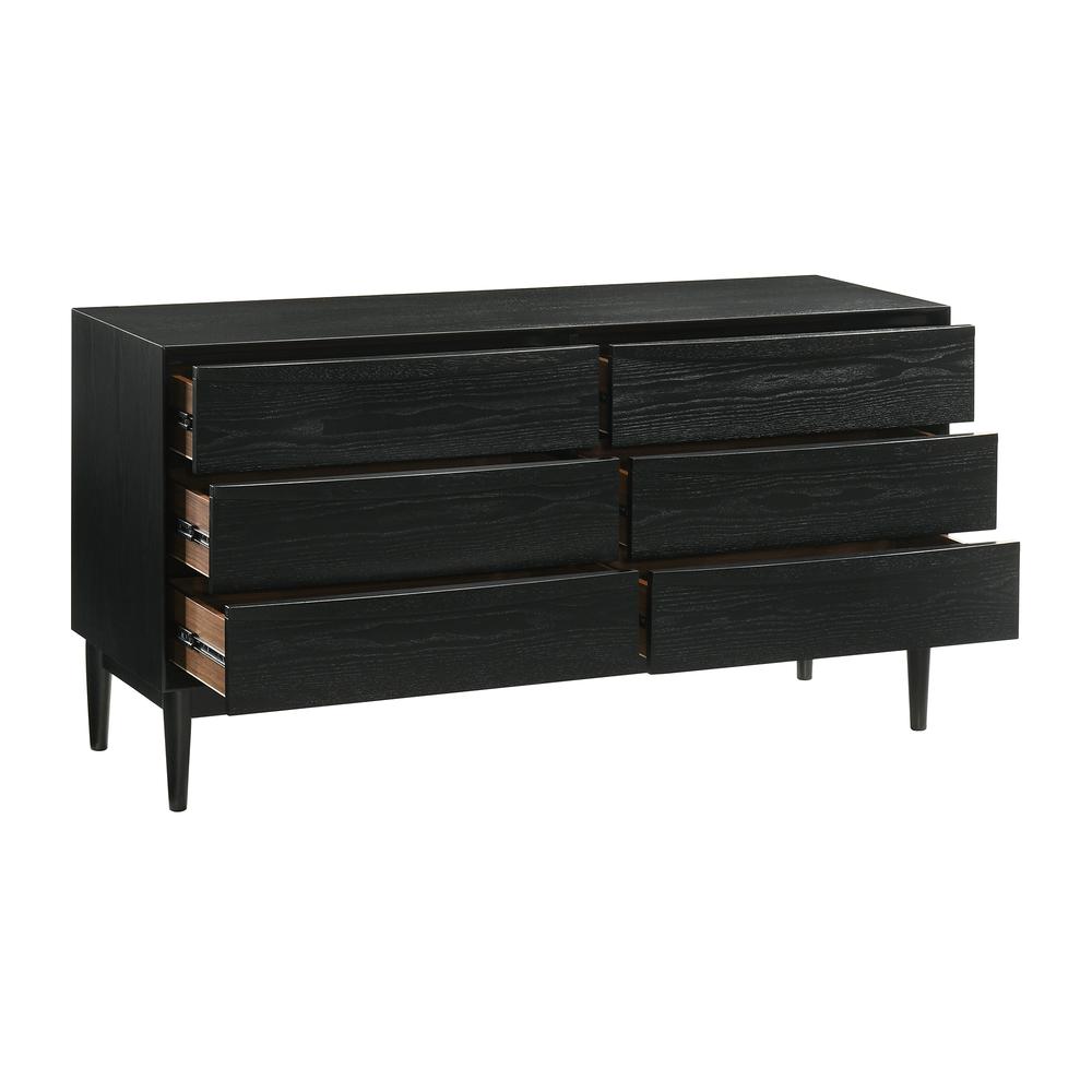 Artemio 6 Drawer Wood Dresser in Black Finish. Picture 3