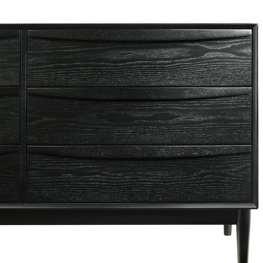 Artemio 6 Drawer Wood Dresser in Black Finish. Picture 7