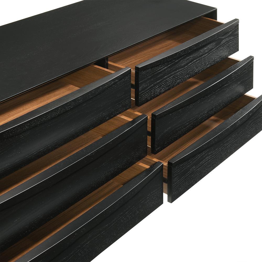 Artemio 6 Drawer Wood Dresser in Black Finish. Picture 8