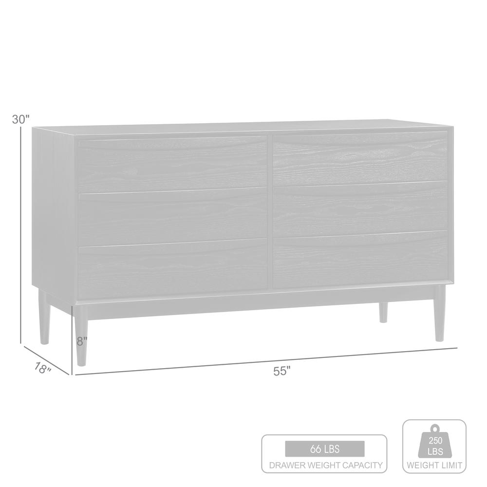 Artemio 6 Drawer Wood Dresser in Black Finish. Picture 10
