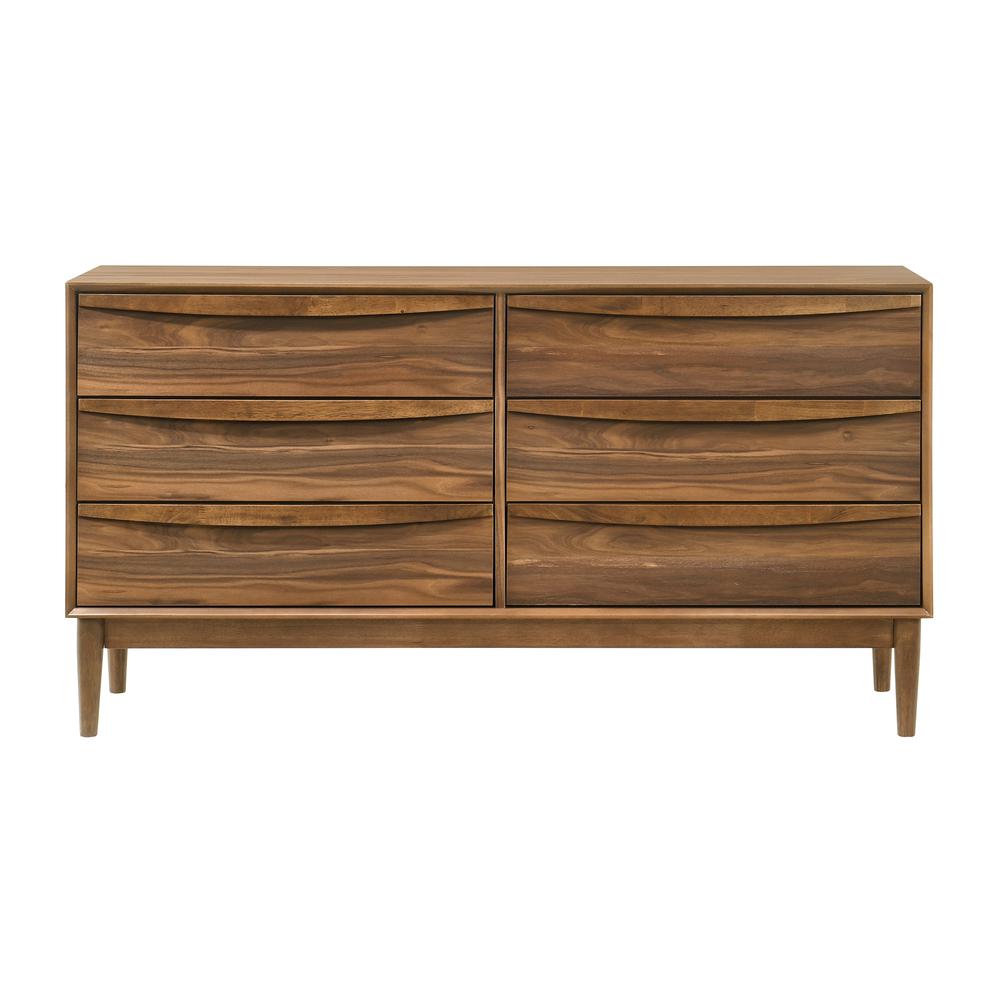 Artemio 6 Drawer Wood Dresser in Walnut Finish. Picture 1