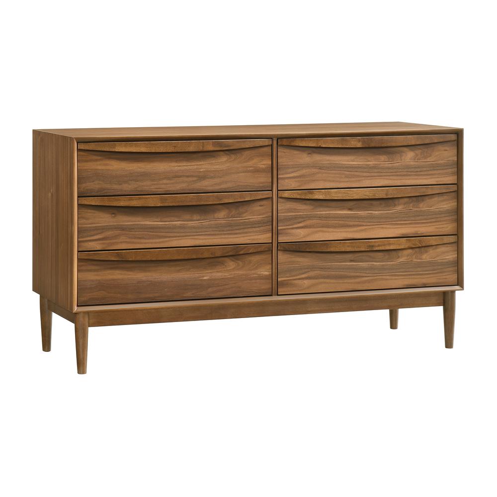 Artemio 6 Drawer Wood Dresser in Walnut Finish. Picture 2