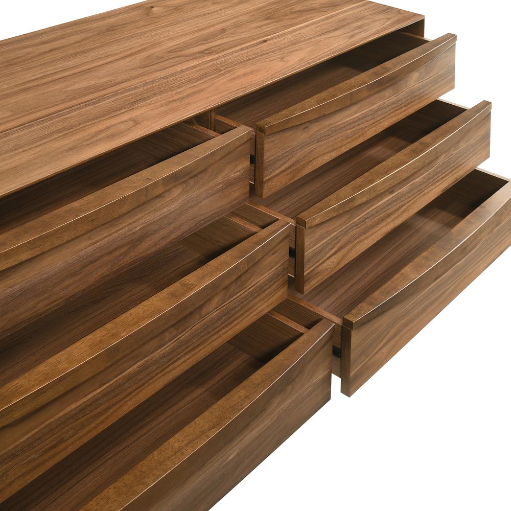 Artemio 6 Drawer Wood Dresser in Walnut Finish. Picture 8