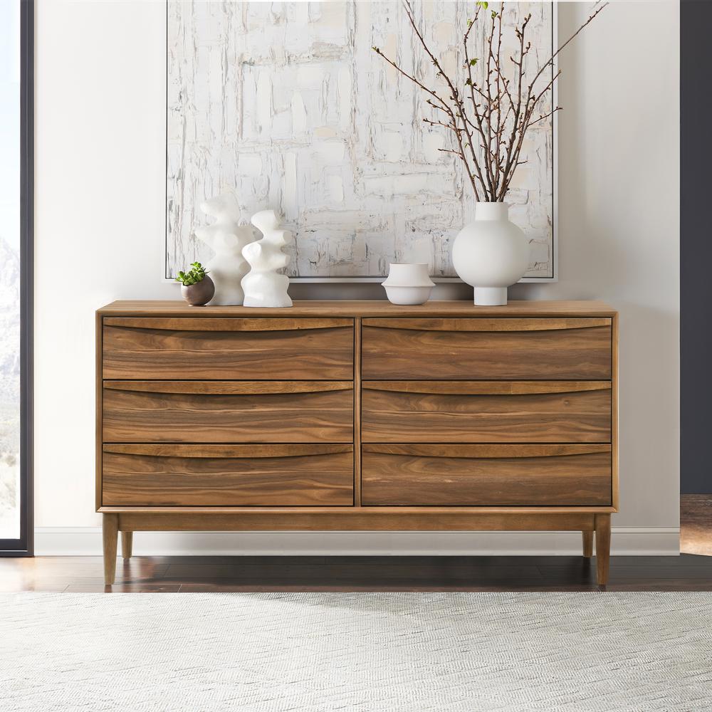 Artemio 6 Drawer Wood Dresser in Walnut Finish. Picture 11