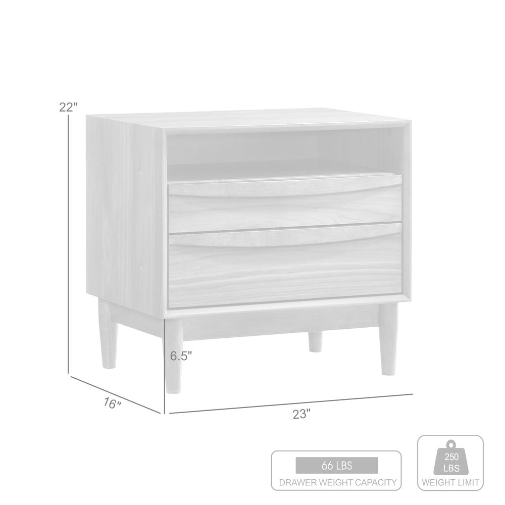 Artemio 2 Drawer Wood Nightstand with Shelf in Walnut Finish. Picture 10