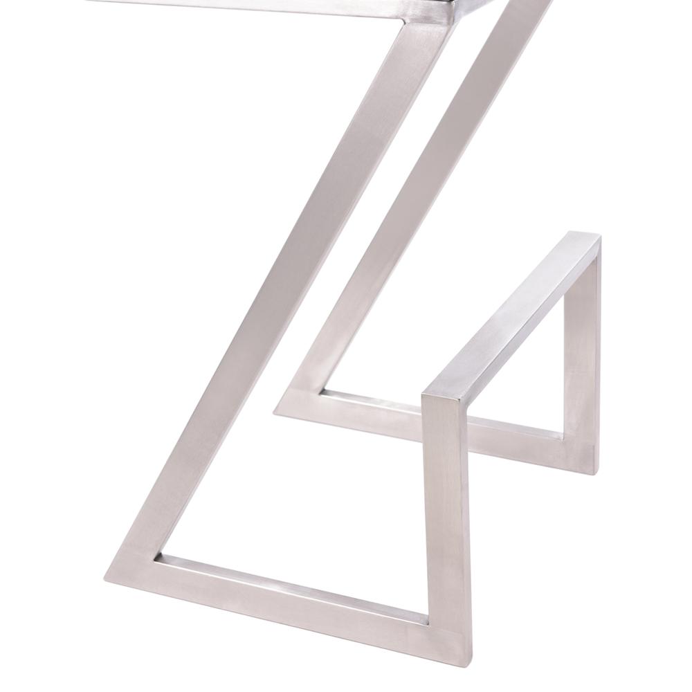 Armen Living Atlantis 26" Counter Height Backless Barstool in Brushed Stainless Steel finish with Grey Faux Leather. Picture 4