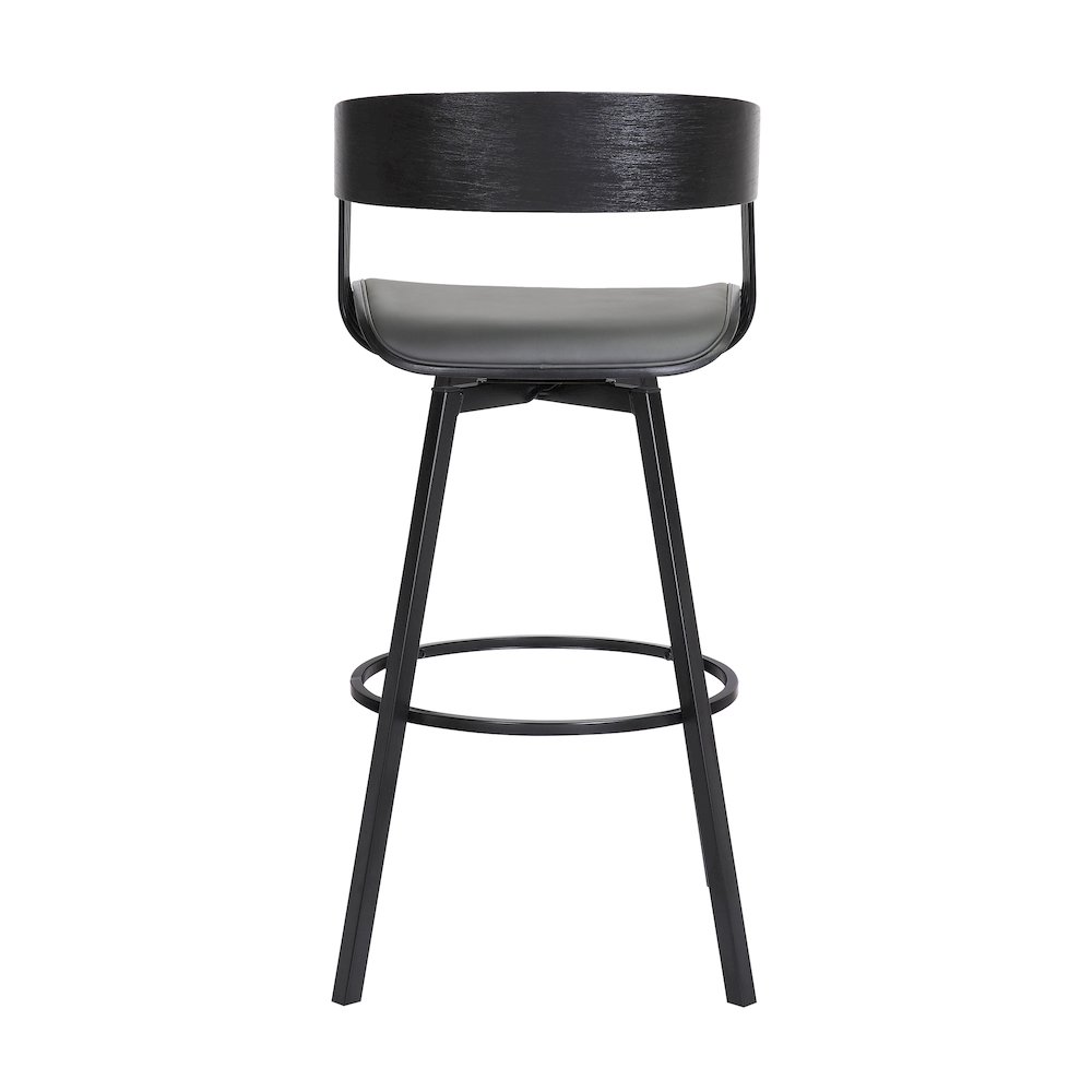 Athena Upholstered Wood Swivel Bar or Counter Stool with Black Metal. Picture 5