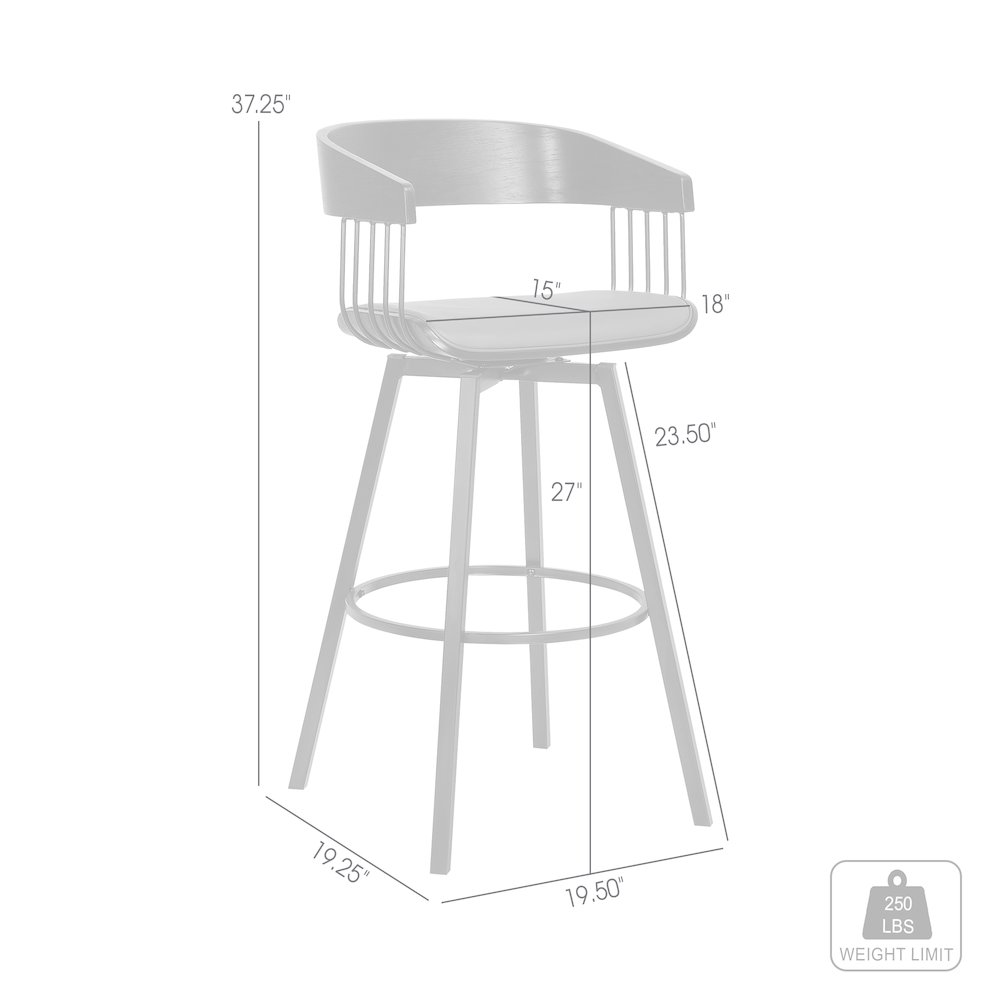 Athena Upholstered Wood Swivel Bar or Counter Stool with Black Metal. Picture 10