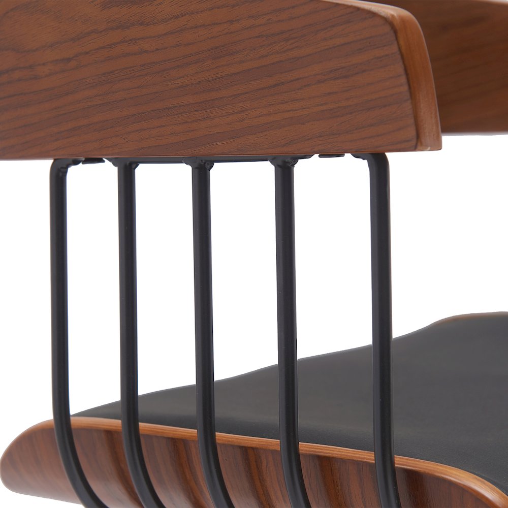 Athena Upholstered Wood Swivel Bar or Counter Stool with Black Metal. Picture 6