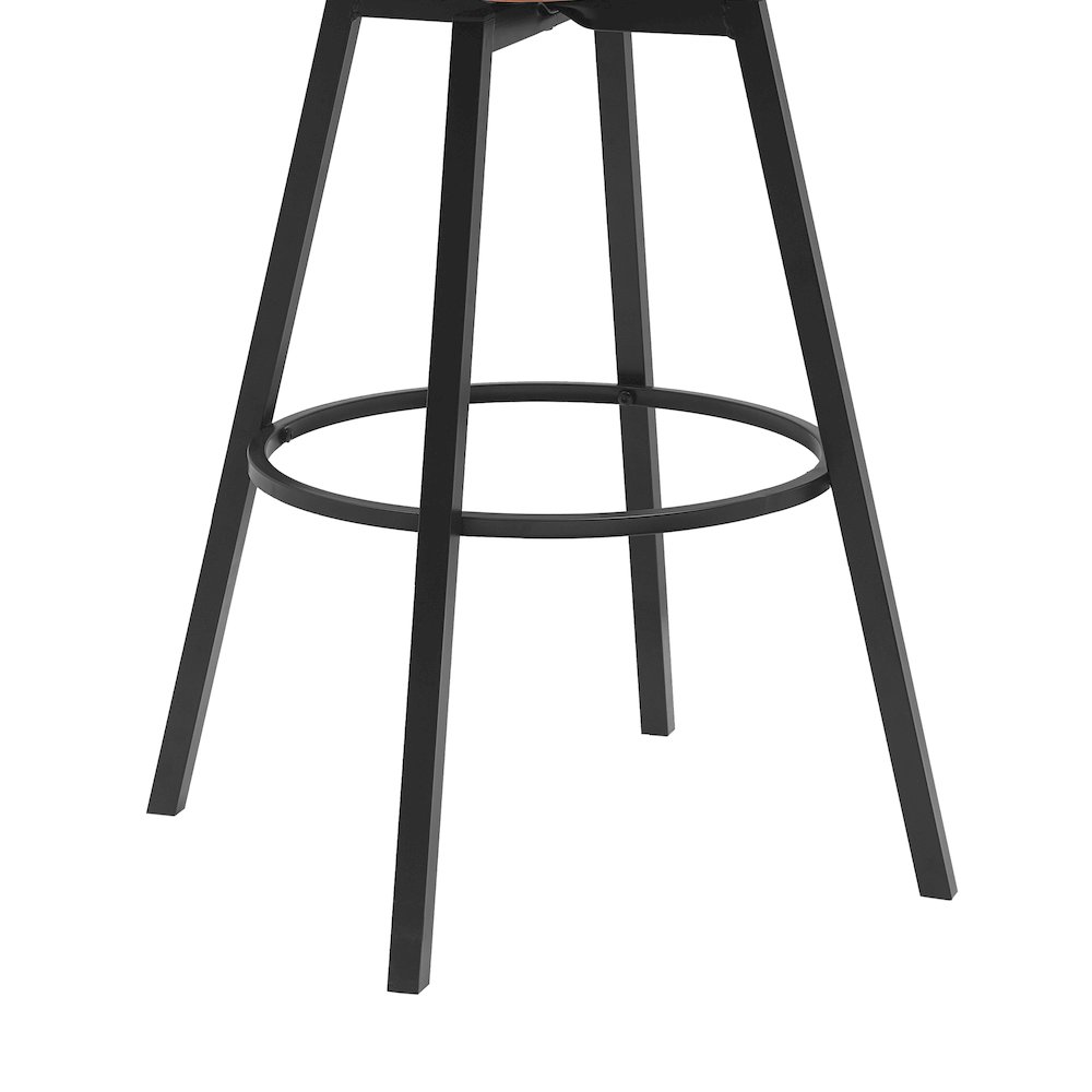 Athena Upholstered Wood Swivel Bar or Counter Stool with Black Metal. Picture 7