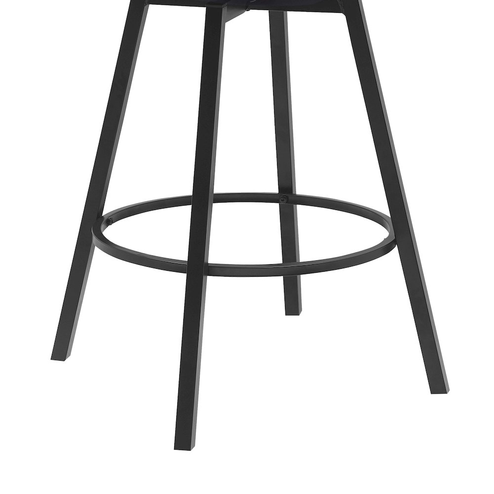 Athena Upholstered Wood Swivel Bar or Counter Stool with Black Metal. Picture 6