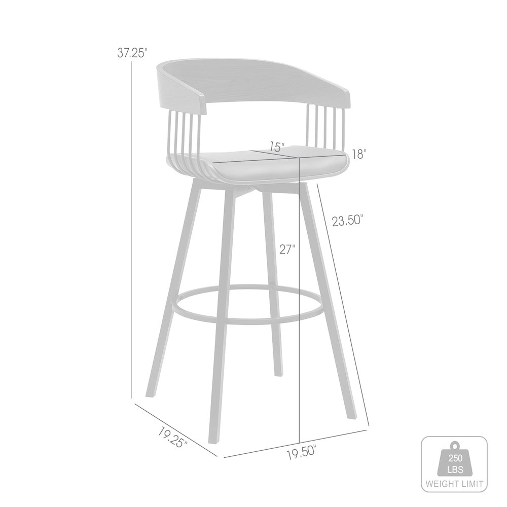 Athena Upholstered Wood Swivel Bar or Counter Stool with Black Metal. Picture 9