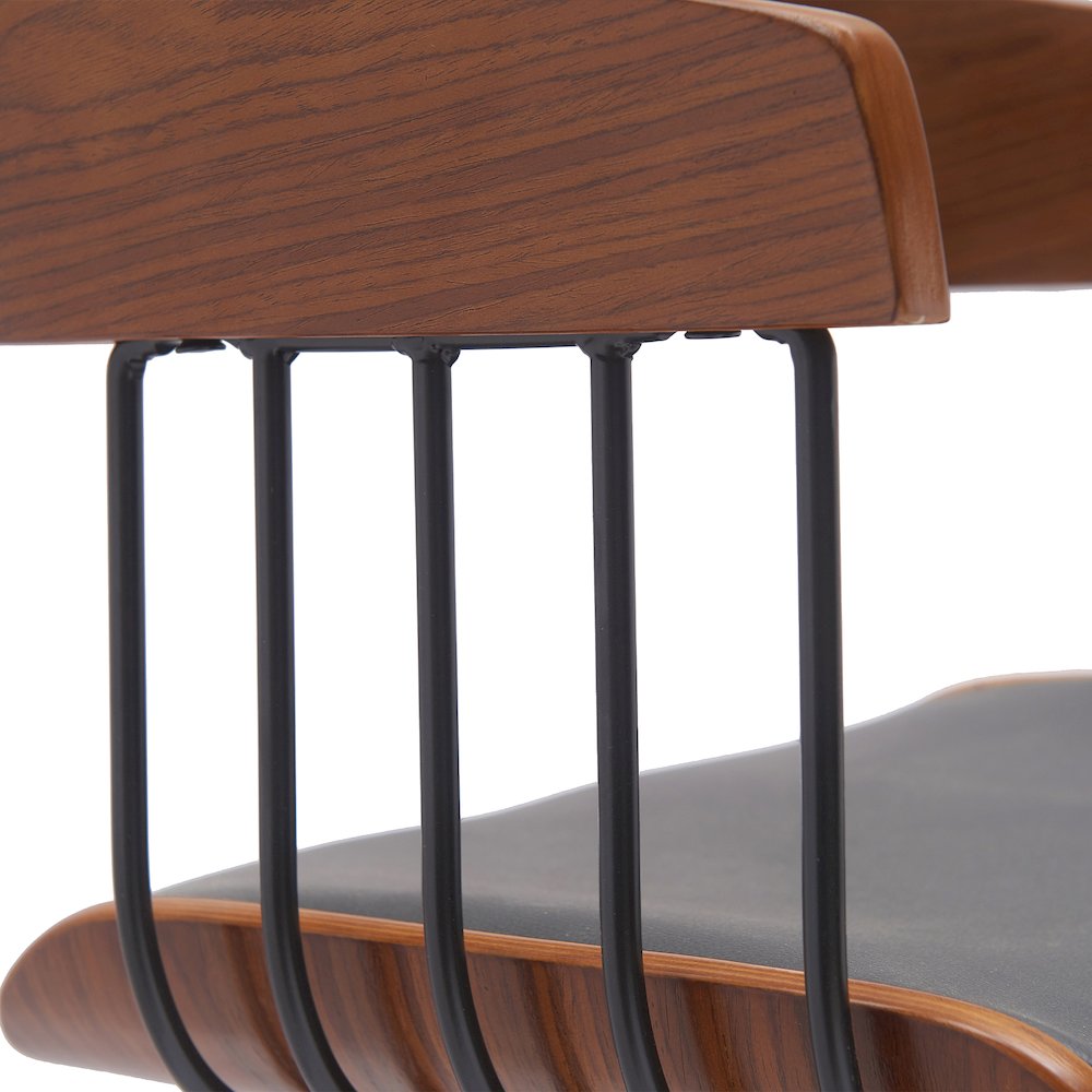 Athena Upholstered Wood Swivel Bar or Counter Stool with Black Metal. Picture 7