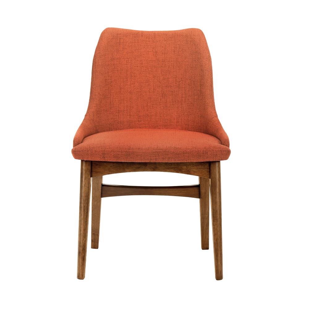 Azalea Orange Fabric and Walnut Wood Dining Side Chairs - Set of 2. Picture 3